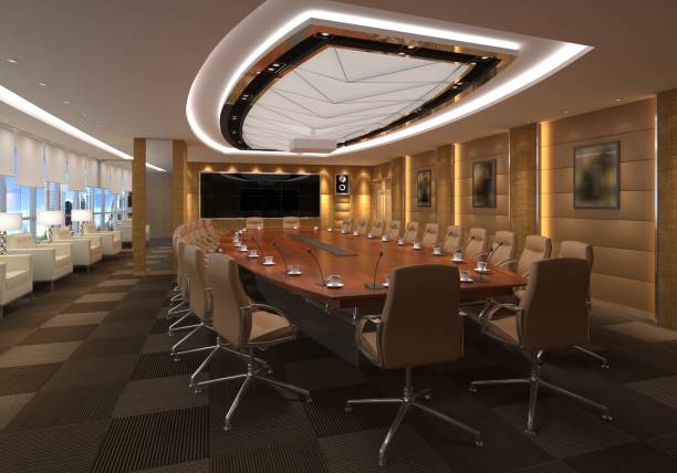 The modern office interior design 3d Illustration